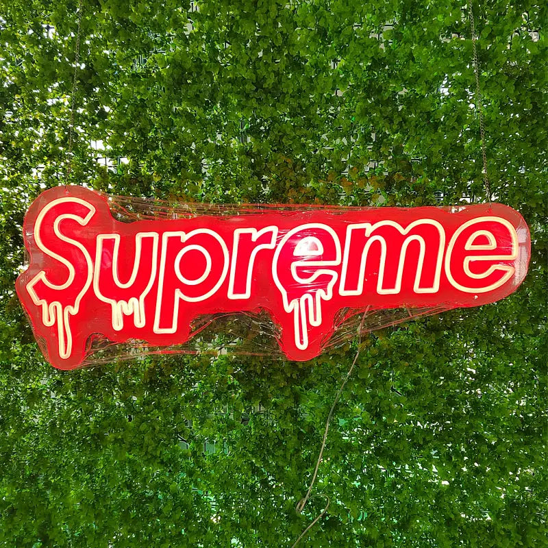 Red Supreme Dripping LED Neon Wall Art 35in. Wide Jacob s Signs and Lighting